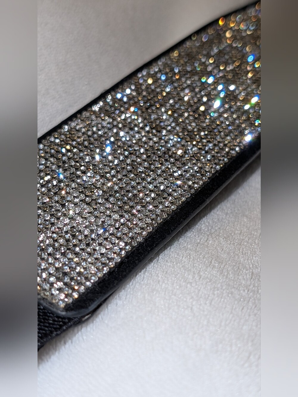 Jolie Paris Embellished Black Stretch Belt With White Rhinestones